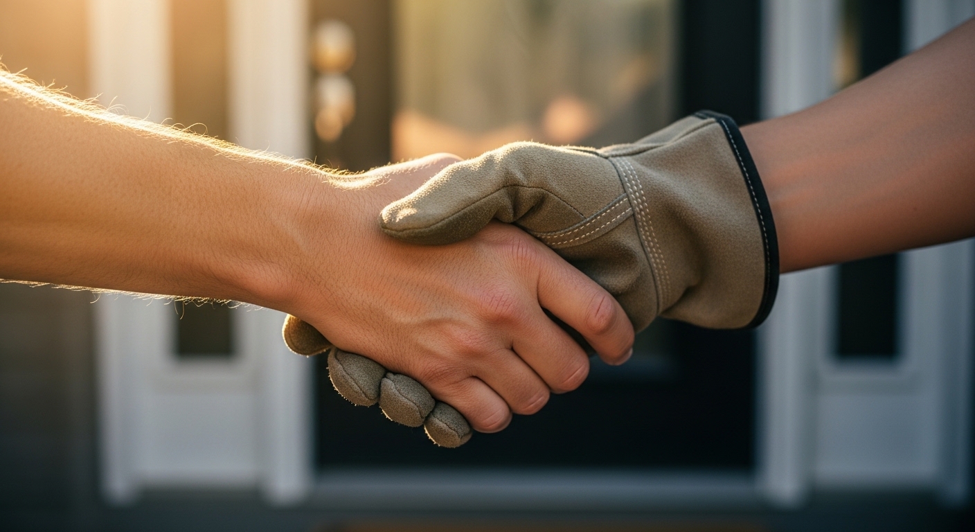 Citywide Moving Systems mover shaking hands with homeowner at front door