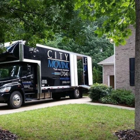 Citywide Moving truck at customer home for local move in Charlotte NC